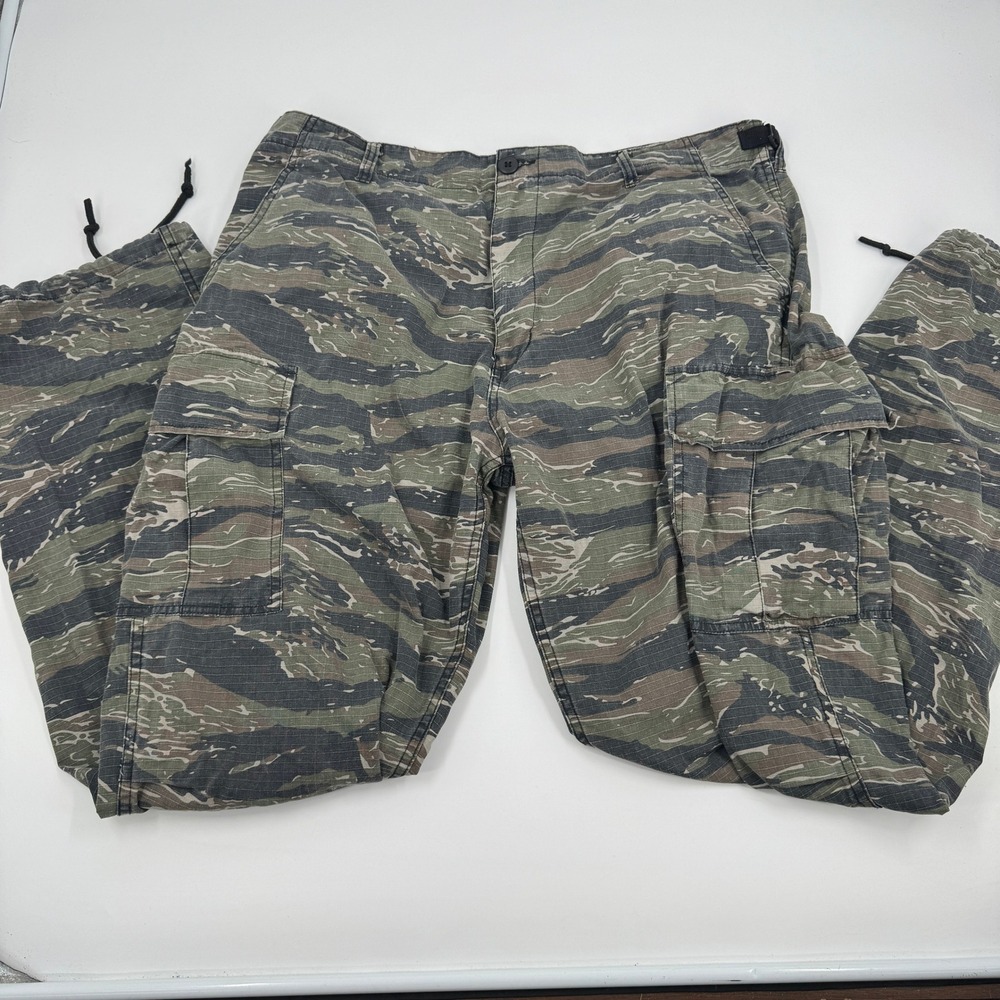 Tiger Stripe Camo Cargo Pants Mens Large Regular Green Tactical Ripstop Trousers